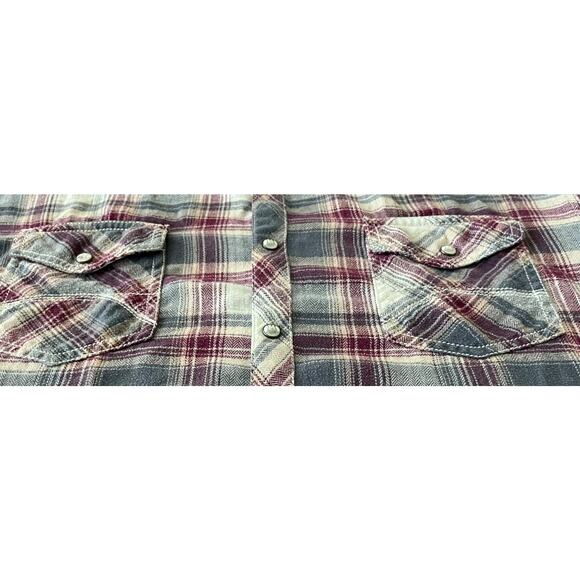 BKE ATHLETIC FIT SHORT SLV, SNAP FRONT, WESTERN SHIRT, MENS-2XL-BLUE PURP PLAID - Picture 8 of 12